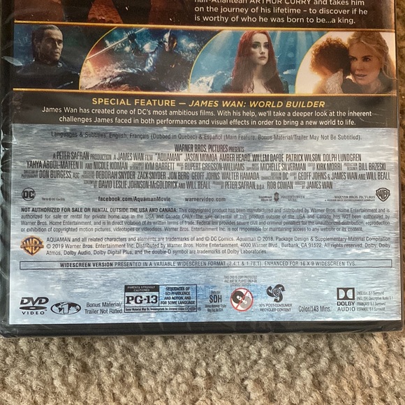Warner Bros Aquaman Jason Momoa Movie DVD NEW Sealed - Picture 4 of 4